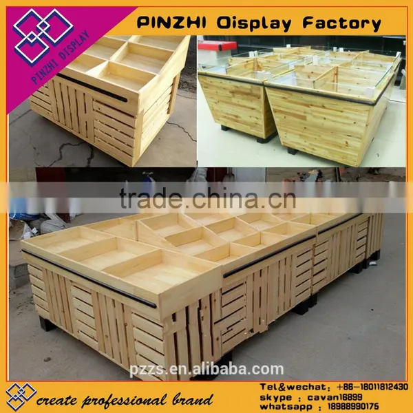 AL-SM049 Wooden Supermarket Display Shelves Fashionable Wooden Fruits and Vegetable Display