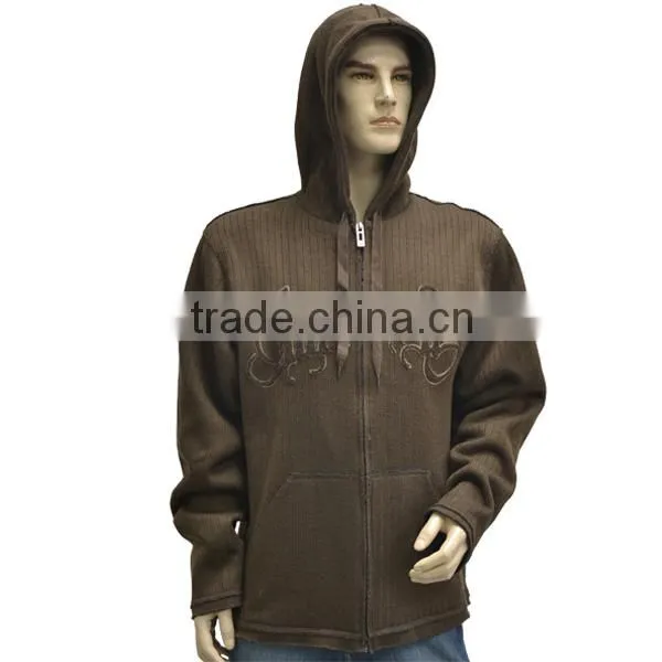 Men's Bonded Needle drop knit\Fleece Hooded Soft Jacket