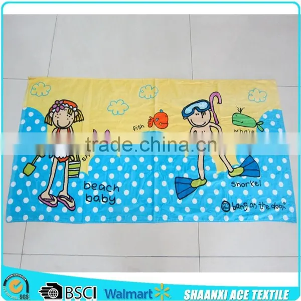 Natural Cotton Wholesale Cartoon Printed Kids Beach Towel China Supplier