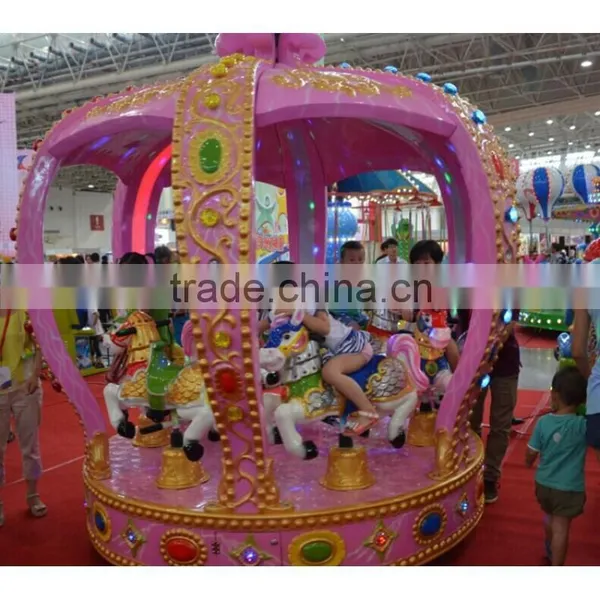 Crown Carousel Funny Children Games Ride Small Coin Operated Musical Carousel photo-2