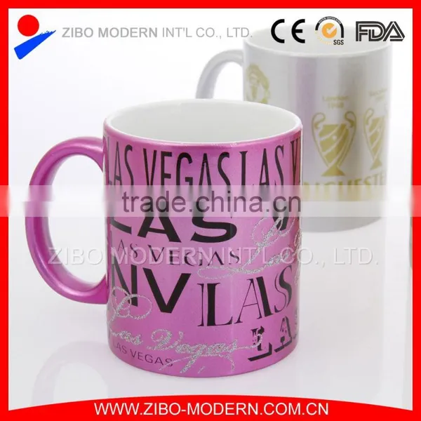 Stoneware Spraying Ceramic Mug With Coating and Glitter Decal photo-2