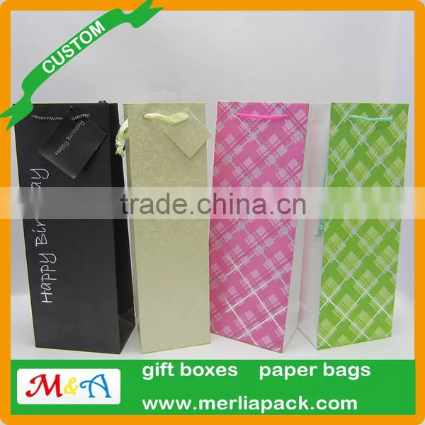Black Wine Bag Euro Hook Paper Bag With Swing Tag Loop Handles photo-3