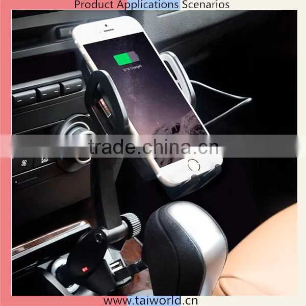 QI Wireless Charger Car Holder With 2 Ports photo-2