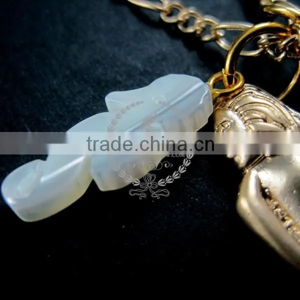 25x37mm Matte Gold Brass Mermaid Shell Sea Horse With Drop Blue Sea Glass Pendant Charm Fashion Women Necklace 6310009 photo-4
