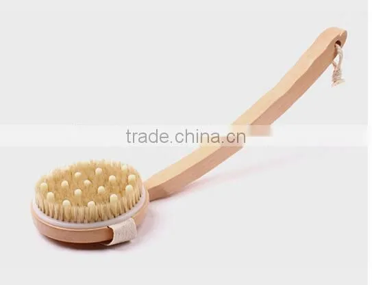 Cy301 Extra Long Curved Handle Wooden Back & Bath Brush With Natural Bristle and Massage photo-2