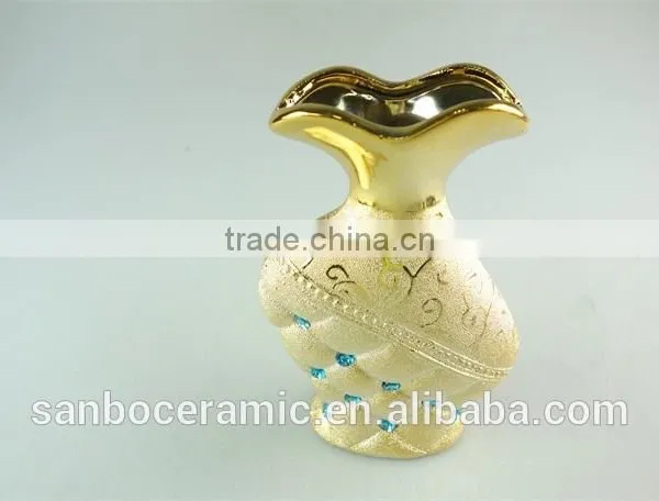 Wholesale Ceramic Vases, 2015 Latese Fashion Electroplated Gold Ceramic Vase photo-2
