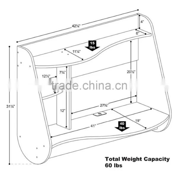 MDF Wood Wall Amount Desk Multiple Functions Home Furniture Wooden Desk Floating Computer Desk Wall Mounted Table photo-4