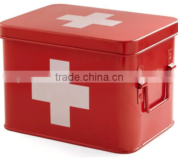 Home Retro Style Cross Tin Box Vintage Red Metal First Aid Kit Emergency Cabinet photo-2