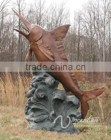 Art Garden Decor Bronze Singal Marlin Fountain for Hot Sale photo-4