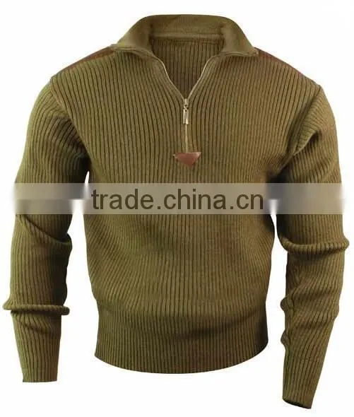 Wholesale Black Acrylic Quarter Zip Military Style Pullover Sweater photo-3
