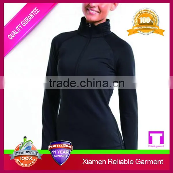 Custom Dry Wick Running Shirts With Zipper Long Sleeve, Ladies Gym Tops photo-6