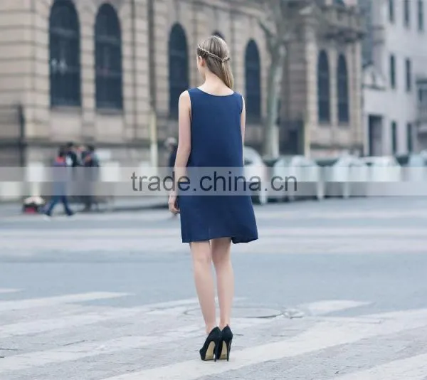 Breathable Ladies's Loose Style Dress for Summer Fashion Scoop Neck Dress Sleeveless Dress Casual Skirt photo-3