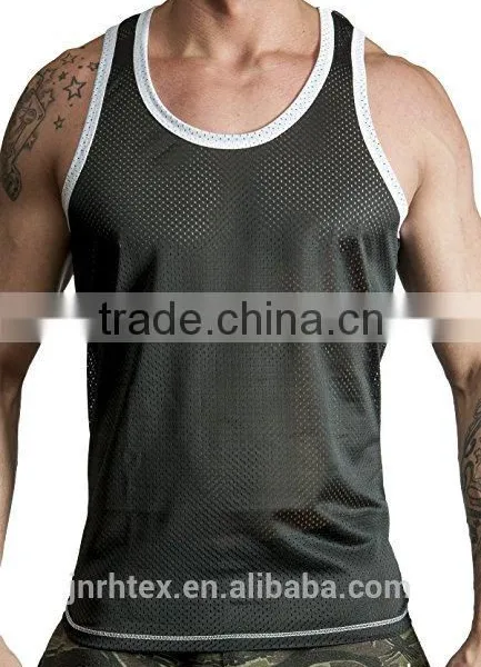 Custom Mens Polyester Mesh Sport Gym Tank Top photo-6