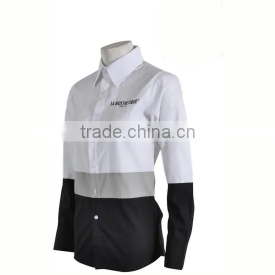 Wrinkle Free CVC Fabric Custom Designer Logo Printing for Men White Short Sleeve Shirt photo-2