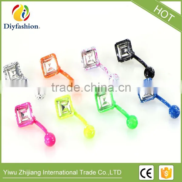 Fluorescence Surgical Trendy Stainless Steel Square Shape Belly Button Ring Sexy Body Piercing Jewelry photo-3