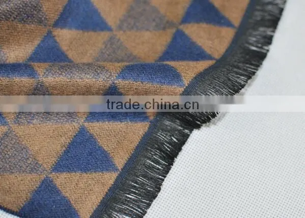 Classic Yarn Dyed Jacquard Cashmere Checked Plaid Acrylic Long Men Scarf Custom photo-4