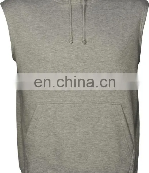Custom Fitness Plain Men Sleeveless Hoodie photo-2