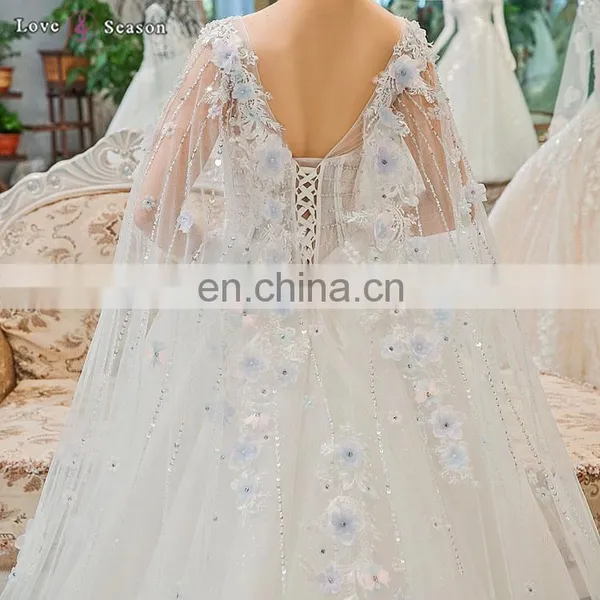 Gt902 2017 Luxury High Quality Cape White Muslim Lace Bridal Gown Muslim Wedding Dress photo-5