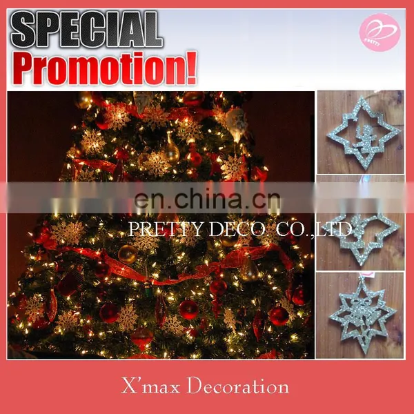 Sliver Glitter Star With Angel Shaped Christmas Tree Decoration