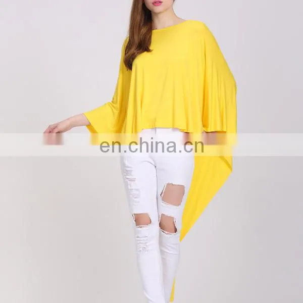 Latest Fashion Long Top Dolman Sleeve Design Short Front Long Back Top photo-3