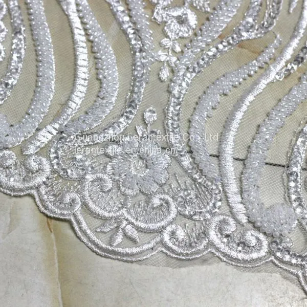 Factory Direct White Wedding Decoration and Textured Wedding Dress Fabric photo-2