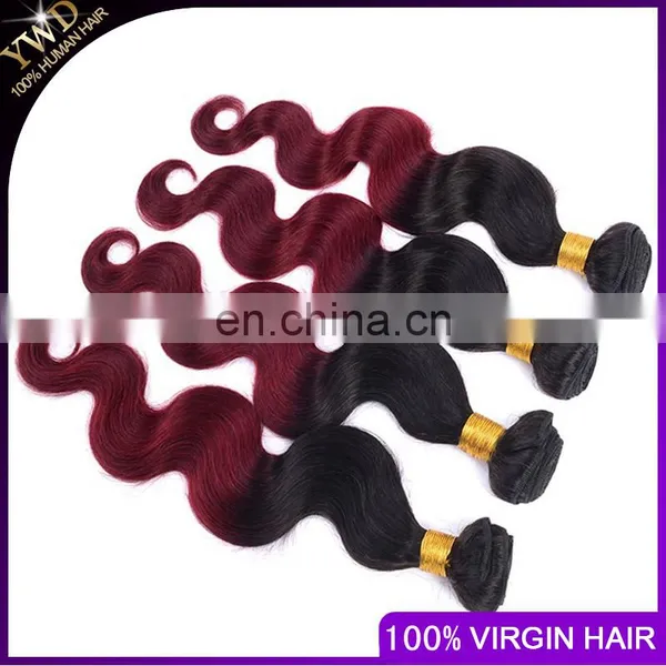 New Products Ombre Peruvian Virgin Hair Red Ombre Peruvian Hair Burgundy Hair Body Wave Wavy 3pcs Lot 1B Red 3Pcs Lot photo-4
