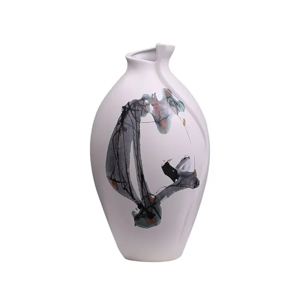 Rotate Sphere Chinese Painting Flower Bird Ceramic Vase Decoration For Home Hallway photo-5