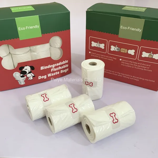White Color Water Soluble Dog Poop Bags Flushable Dog Waste Bags 100% Biodegradable photo-4