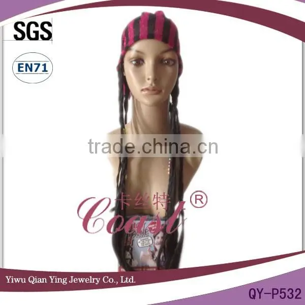 Stripe Color Headband With Attached Hair Beads Braided Wig