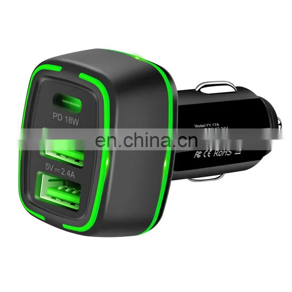 Hot Sale 18w 3 Port USB QC3.0 PD Car Charger Mobile Phone Charger Fast Charging for IPhone photo-3