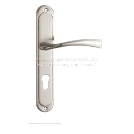 Internal External Aluminum Door Handle for European Wooden Door Mortise Lock Hardware On Iron Plate
