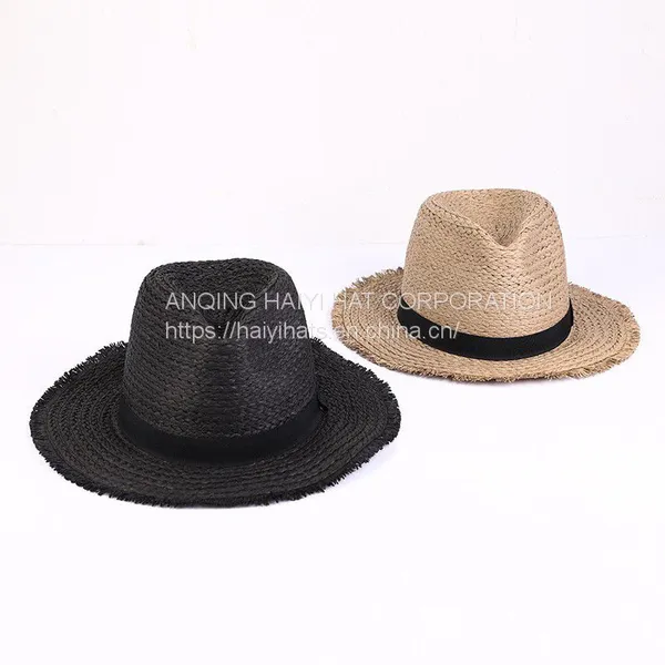 Spring and Summer New Outdoor Sunshade Beach Sunscreen Lafite Straw Hat for the Middle and Elderly With Retro Fur Edge