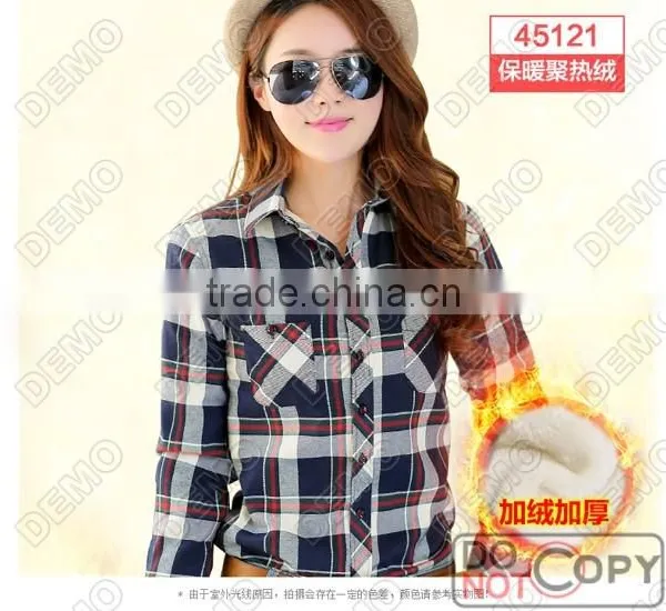 Fashion Casual Yarn-dyed Plaid Long-sleeve Ladies' Shirt photo-2