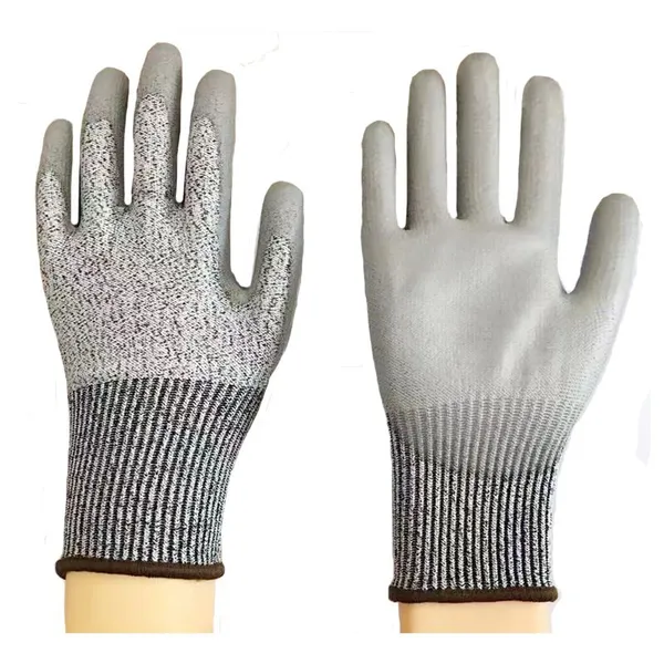 Cut Level 4 Gloves ANSI A5 13G HPPE Liner PU Coated Kevlar Metal Gloves For Gloves For Metal Work