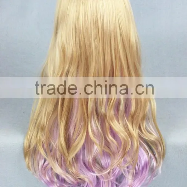 High Quality 65cm Medium Long Wave Blond&Purple Color Mixed Lolita Wig Synthetic Anime Wig Cosplay Hair Wig Party Wig photo-4