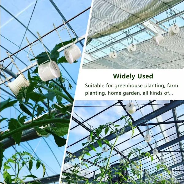 Agriculture Greenhouse Tomato Hook Ear Clips Roller Hooks With Twine PVC Hanger photo-2