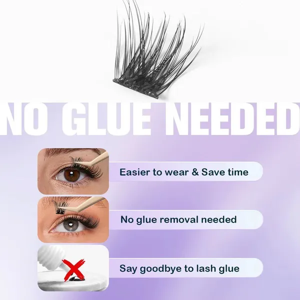 Glue-free Synthetic Home Self-adhesive Eyelashes Handmade DIY Press Adhesive Cluster Lashes Glossy Fine Band Eyelash photo-3