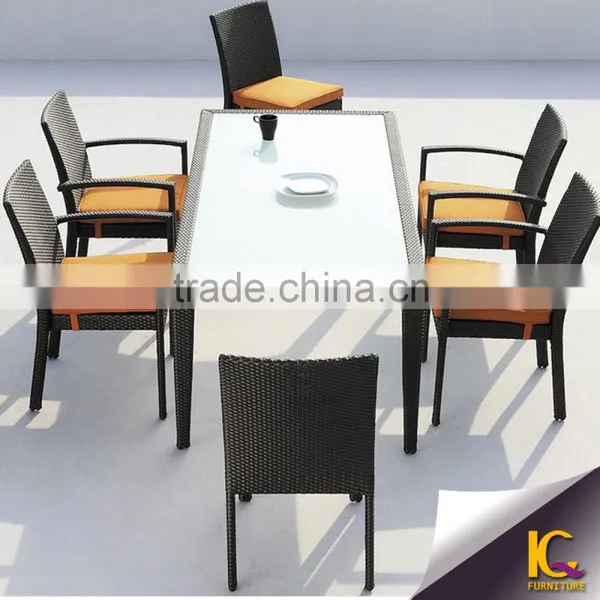 Aluminum Synthetic Rattan Outdoor Restaurant Dining Set With Waterproof Cushion photo-6