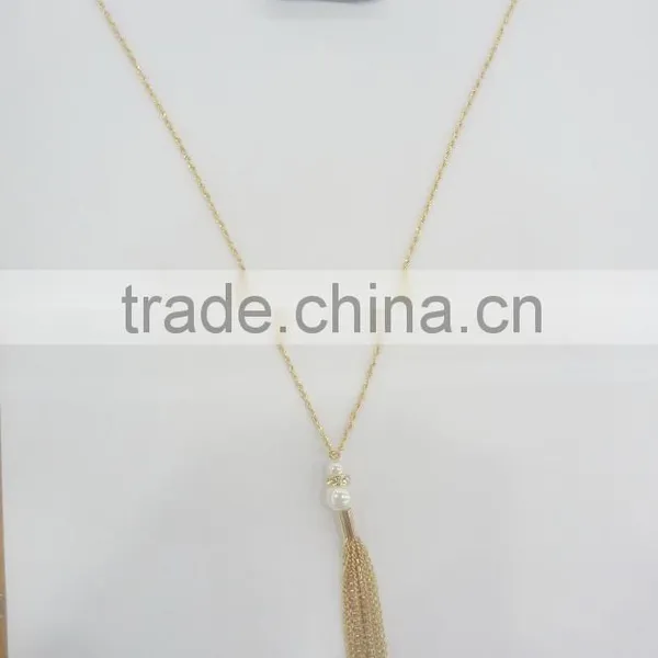 FASHION RHINESTONE CHAIN/CHAIN TASSEL NECKLACE EARRING SET WITH PEARLS photo-3