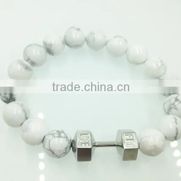 316 Stainless Steel Fitness Charm Bracelet Fitness Jewelry Dumbbell Bracelet photo-2