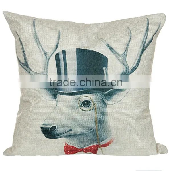 Popular Chiristmas Home Decorative Deer Printing Linen Cheap Cushion Cover photo-3