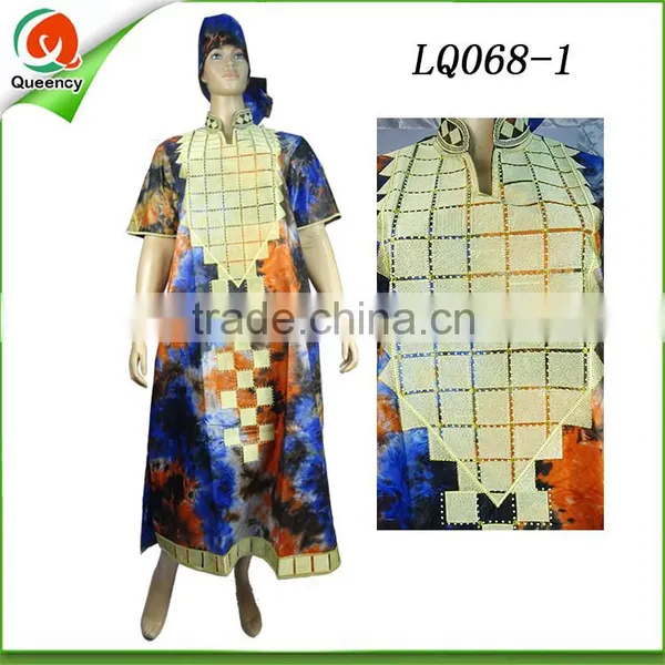 African Bazin Embroidery Design Dress Bazin Riche Dress for Woman Short Sleeve