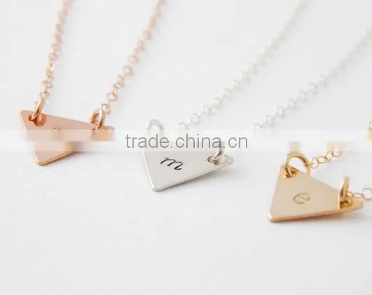 Custom 14K Gold Plated 925 Sterling Silver Opal Inlay Triangle Pendant/Triangle Shaped Charm Pendant Wholesale photo-3