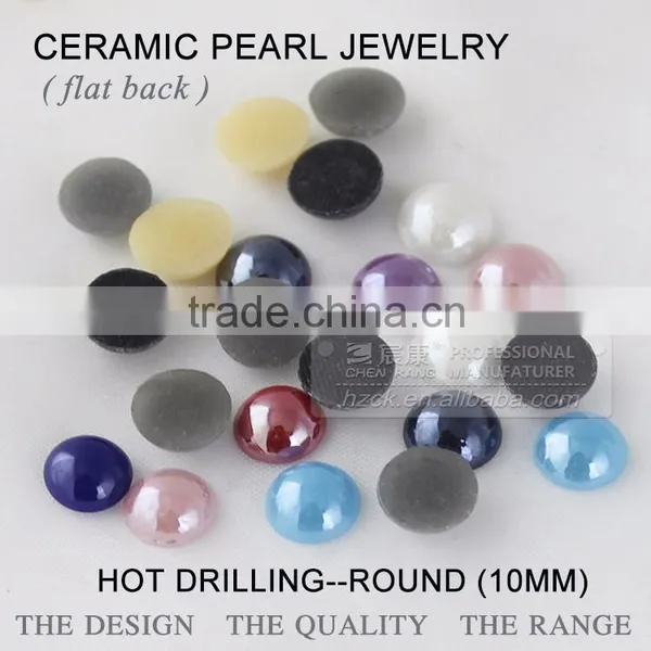 Wholesale Hotfix Ceramic Half Pearl 10mm Round Ceramic Hot Fix Half Pearl Iron on Free Pearls Patterns