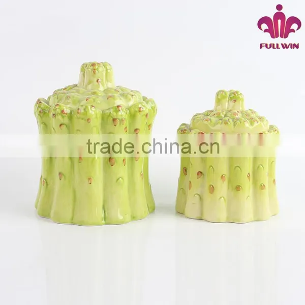 Factory Price Ceramicware Ceramic Canister With Bamboo Sprout Design photo-4