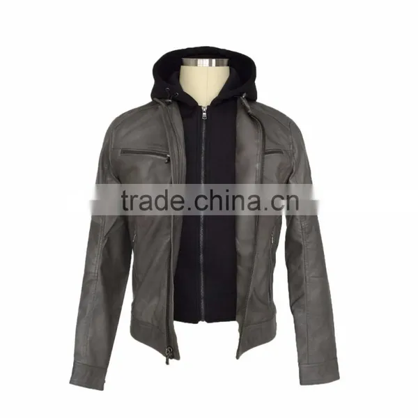 Men Garment Men Clothing PU Jacket 2016 photo-2