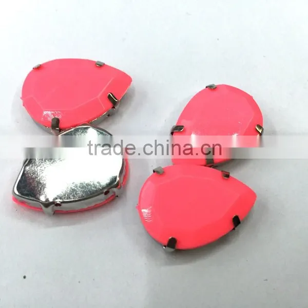 18*25mm Navette Marquise Neon Hot Pink Pastel Candy Acrylic Rhinestone Metal Claw Sewing on Craft Hobby Bracelet DIY Trim photo-2