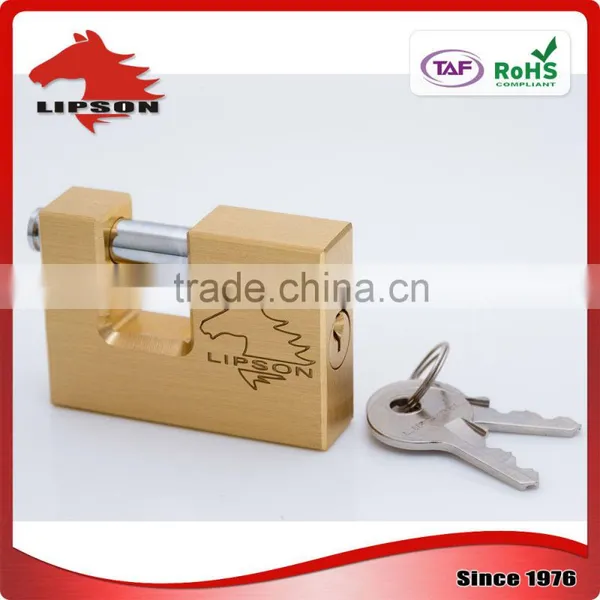 Hardened Shackle Case and Pin Tumbler Cylinder Rectangular Brass Padlock photo-3