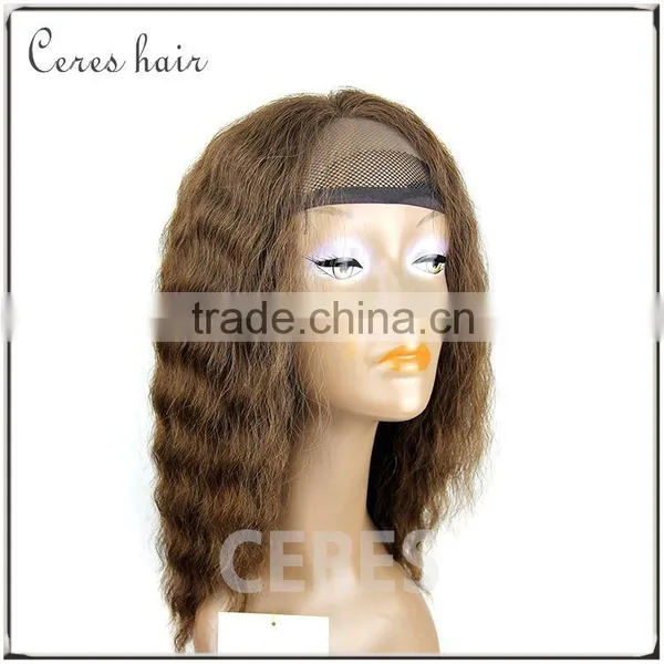 Sexy & Wild Long Curly Wavy Hair Wig Slight Brown 100 Percent Human Hair Wigs With Front Lace Cap photo-3