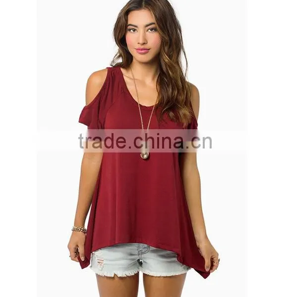 Woman's Casual Loose Sexy Strapless Cotton T Shirt photo-4
